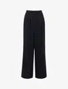 Whistles Womens Black Fran High-rise Wide-leg Recycled Polyester-blend Trousers In Black