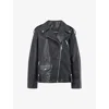 Whistles Womens Freja Zip-up Leather Biker Jacket Black In Black