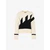 Whistles Graphic Intarsia Wool Blend Crewneck Knit Sweater In Cream