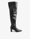 Whistles Womens Black Inessa Heeled Leather Over-the-knee Boots In Black