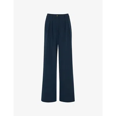 Whistles Womens Navy Joss Regular-fit High-rise Tailored Woven Trousers