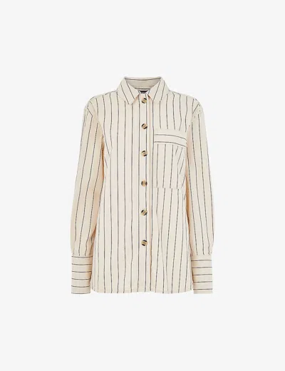 Whistles Womens Multicoloured Kwammie Striped Stretch-cotton Overshirt