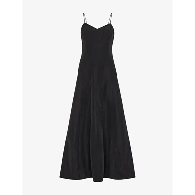 Whistles Womens Black Laverne Taffeta Woven Maxi Dress