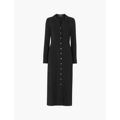 Whistles Omens  Limited Edition Elena Button-down Long-sleeve Stretch-woven Shirt Dress In Black
