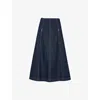 Whistles Womens Dark Denim Limited Edition Madri Western Denim Midi Skirt In Dark Denim