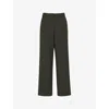 Whistles Womens Limited Edition Natalie Regular-fit High-rise Stretch Wool-blend Trousers Dark Green In Dark Green