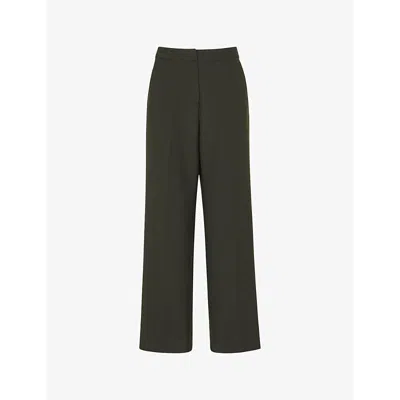 Whistles Womens Limited Edition Natalie Regular-fit High-rise Stretch Wool-blend Trousers Dark Green