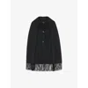Whistles Omens  Limited Edition Sadie Double-face Fringed-trim Recycled-wool Coat In Black