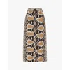 Whistles Omens  Limited Edition Snake-print High-rise Cotton Midi Skirt In Snake Prnt
