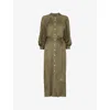 Whistles Mabel Topstitch Dress In Khaki/olive