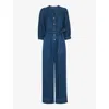 Whistles Mabel Topstitched Belted Jumpsuit In Blue