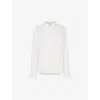 WHISTLES WOMENS WHITE MARCY PLEATED-CUFF COTTON SHIRT