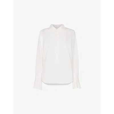 Whistles Womens Marcy Pleated-cuff Cotton Shirt White