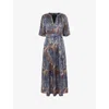 Whistles Womens Multi-coloured Marlow Snakeskin-print Woven Midi Dress In Multi-coloured
