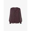 Whistles Omens  Metallic Dot-print Woven Blouse In Brown