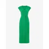 Whistles Womens Green Misty Button-down Belted-waist Stretch-woven Midi Dress In Green