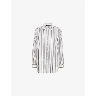 Whistles Womens Multi-coloured Mixed Stripe Oversized Cotton Shirt In Animal Print
