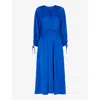 Whistles Molly Satin Ruched Dress In Blue