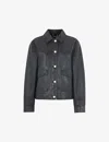 Whistles Womens Black Natia Patch-pocket Leather Overshirt In Black