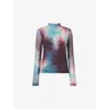 Whistles Mock Neck Mesh Top In Multi-coloured