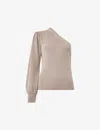 Whistles Womens Cream One-shoulder Puff-sleeve Cotton And Recycled Polyester-blend Top In Cream