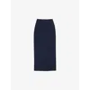 Whistles Womens Blue Pinstriped High-waist Stretch-woven Midi Skirt In Blue