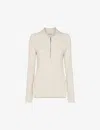 Whistles Womens Cream Polo-collar Half-zip Cotton And Recycled-polyester Top In Cream