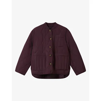 Whistles Quilted Liner Coat In Purple