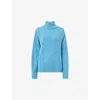 Whistles Womens Blue Roll-neck Patch-pocket Wool Jumper In Blue