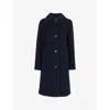 Whistles Womens Navy Romy Collared Boucle Wool-blend Coat In Navy