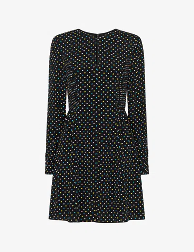 Whistles Heart Print Mini Dress In Black
