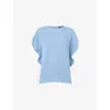 Whistles Womens Blue Short-sleeved Round-neck Woven Top In Multi
