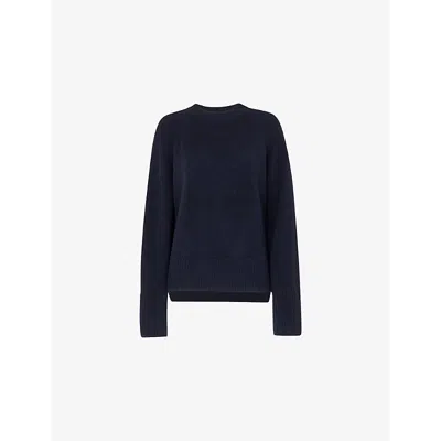 Whistles Womens Navy Side-split Knitted Wool-blend Jumper