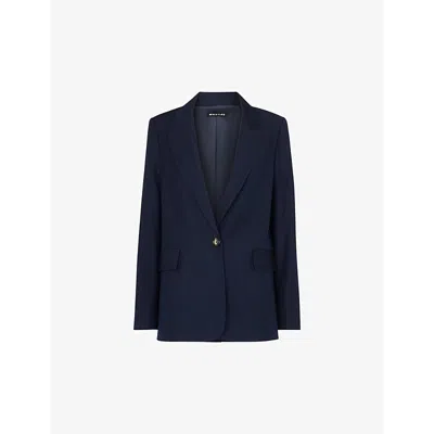 Whistles Womens Blue Single-breasted Pinstripe Stretch-woven Blazer