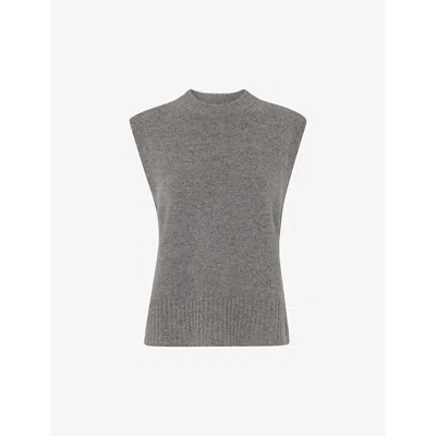 Whistles Womens Grey Sleeveless Relaxed-fit Wool Top