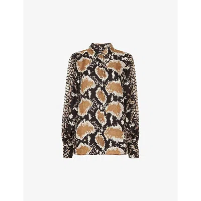 Whistles Omens  Snakeskin-print Oversized-fit Viscose And Silk-blend Shirt In Snake Print