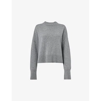 Whistles Womens Split-back Knitted Wool And Cashmere-blend Jumper Grey