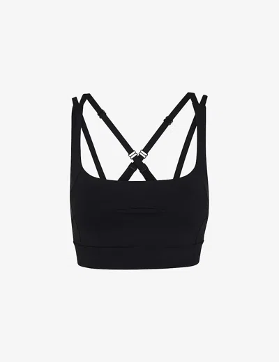 Whistles Square Neck Stretch-woven Sports Bra In Black