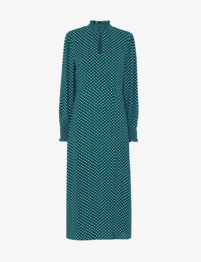 Whistles Suncheck Print Midi Dress In Multi-coloured