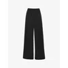 Whistles Womens Straight-leg Pintuck Stretch-satin Trousers Black In Black