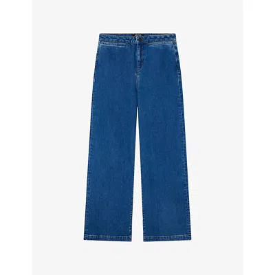 Whistles Womens Blue Straight-fit High-rise Stretch-denim Jeans