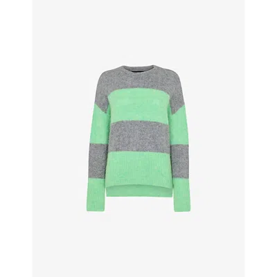 Whistles Womens Multi-coloured Stripe-knit Alpaca Wool-blend Jumper