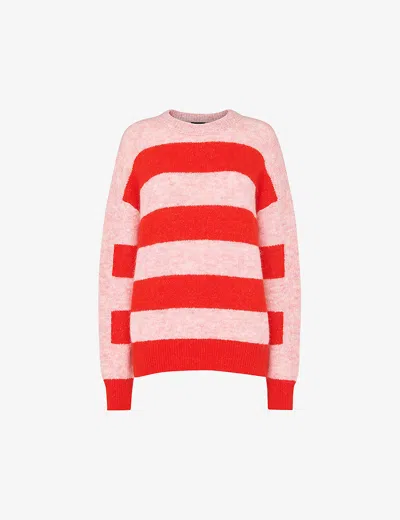 Whistles Womens Multi-coloured Stripe-pattern Relaxed-fit Mohair-blend Jumper
