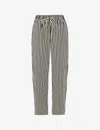 Whistles Womens Black Stripe-print Relaxed-fit Cotton Pyjama Bottoms In Black