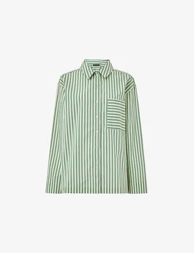 WHISTLES OMENS WHISTLES STRIPE-PRINT RELAXED-FIT COTTON PYJAMA SHIRT