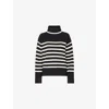 Whistles Womens Black Stripe-print Roll-neck Wool Jumper In Black