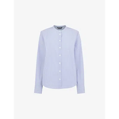 Whistles Womens Multi-coloured Striped Grandad-collar Cotton Shirt