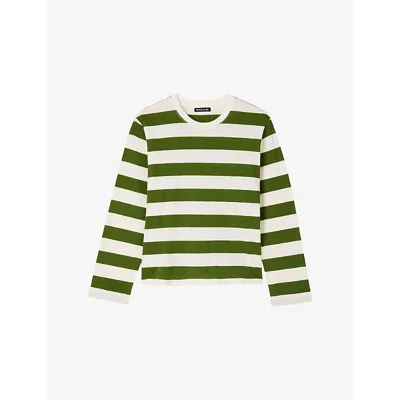 Whistles Womens Multi-coloured Striped Relaxed-fit Cotton T-shirt Xs