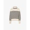 Whistles Womens Cream Striped Roll-neck Wool Jumper In Cream