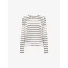 Whistles Womens Cream Striped Round-neck Cotton Top In Cream